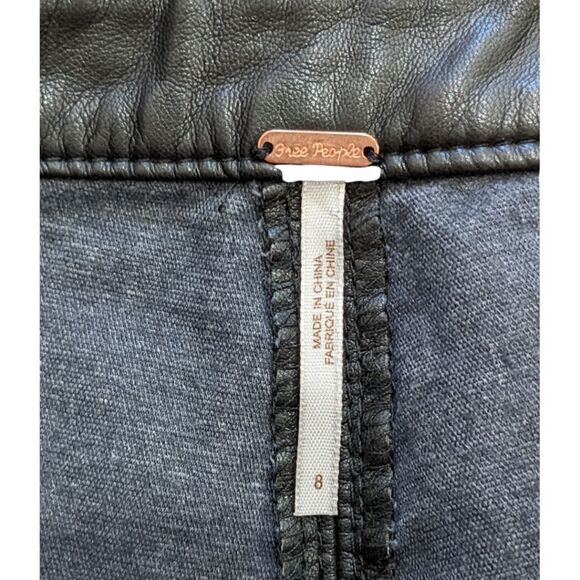 Free People Black Faux Leather Pants Ankle Zip Size 8 - Picture 7 of 8